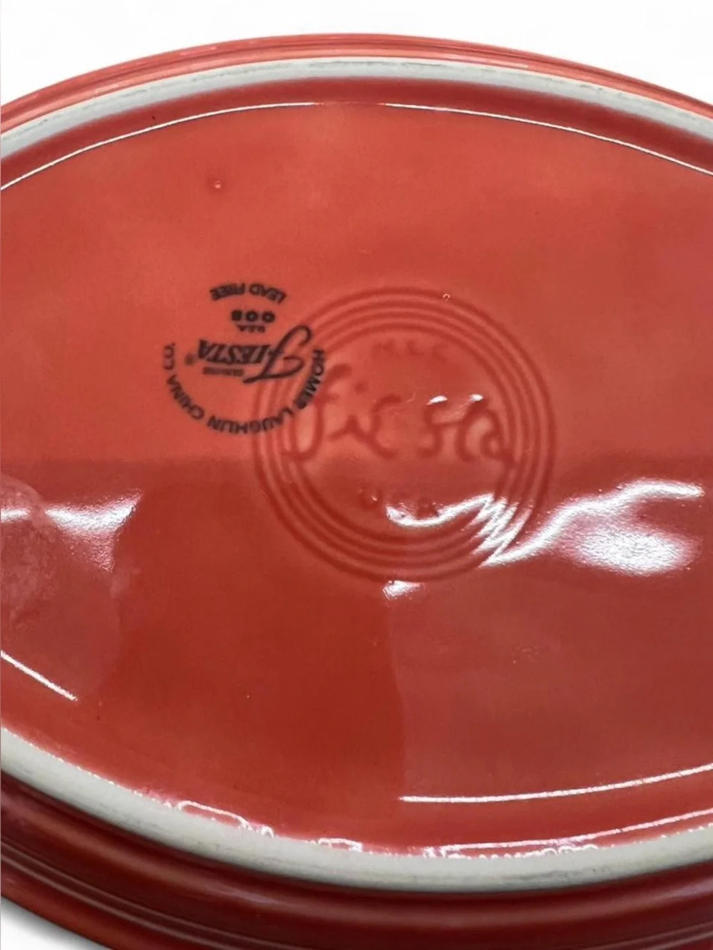 2 Fiesta Orange Oval Serving Plates 9.5”